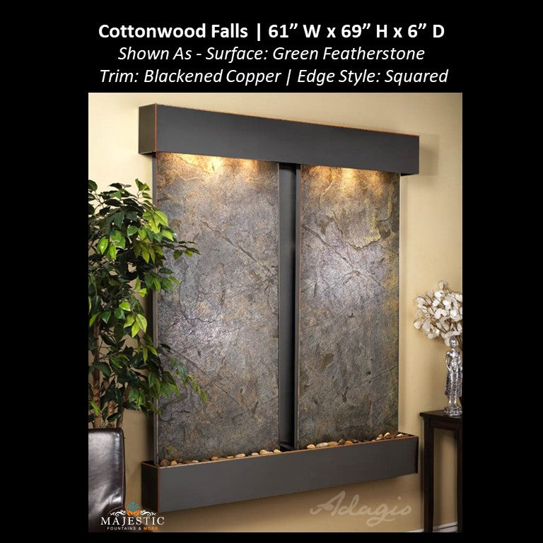 Adagio Cottonwood Falls 69"H x 61"W - Indoor Wall Fountain - Majestic Fountains