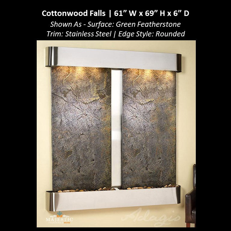 Adagio Cottonwood Falls 69"H x 61"W - Indoor Wall Fountain - Majestic Fountains