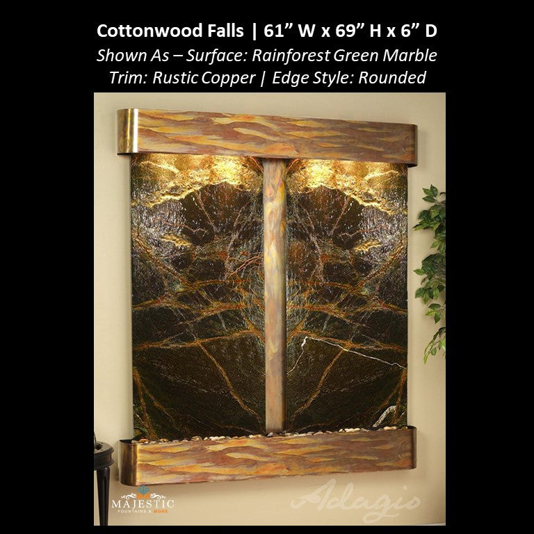 Adagio Cottonwood Falls 69"H x 61"W - Indoor Wall Fountain - Majestic Fountains