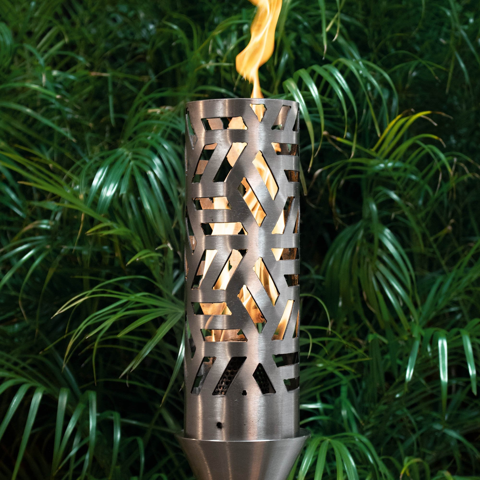 TOP FIRES CUBIST Fire Torch 14" in Stainless Steel - Majestic Fountains