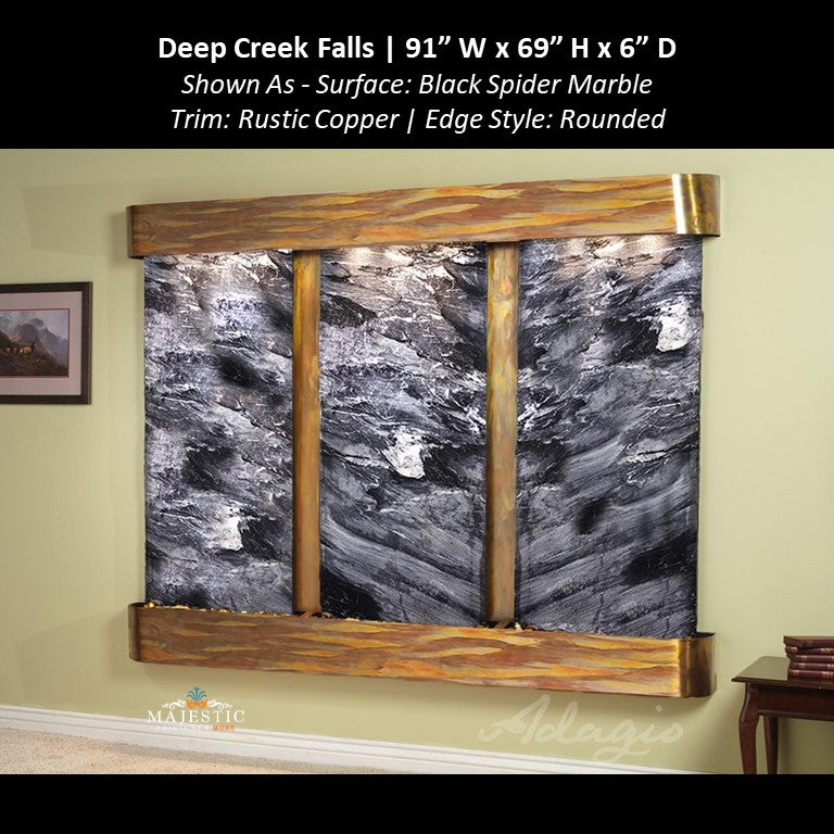 Adagio Deep Creek Falls 69"H x 91"W - Indoor Wall Fountain - Majestic Fountains