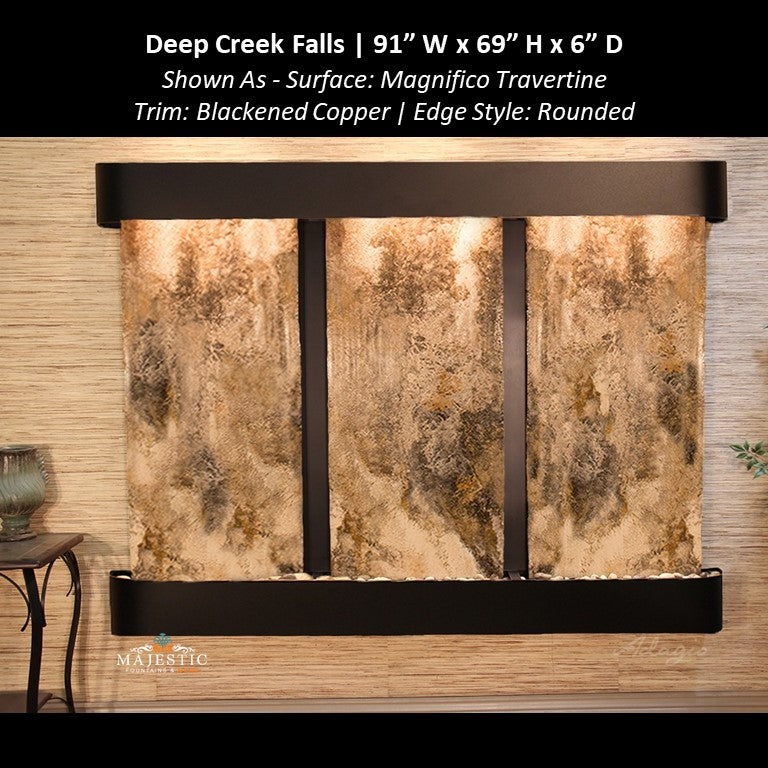 Adagio Deep Creek Falls 69"H x 91"W - Indoor Wall Fountain - Majestic Fountains