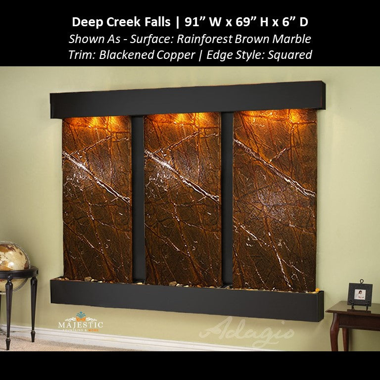 Adagio Deep Creek Falls 69"H x 91"W - Indoor Wall Fountain - Majestic Fountains