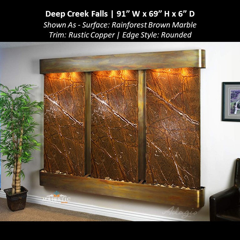 Adagio Deep Creek Falls 69"H x 91"W - Indoor Wall Fountain - Majestic Fountains