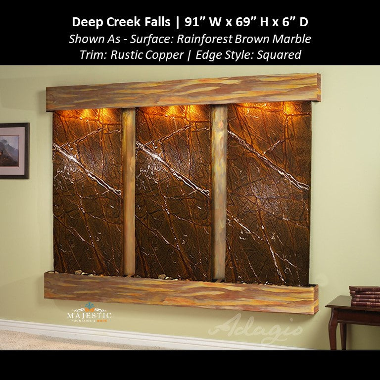 Adagio Deep Creek Falls 69"H x 91"W - Indoor Wall Fountain - Majestic Fountains