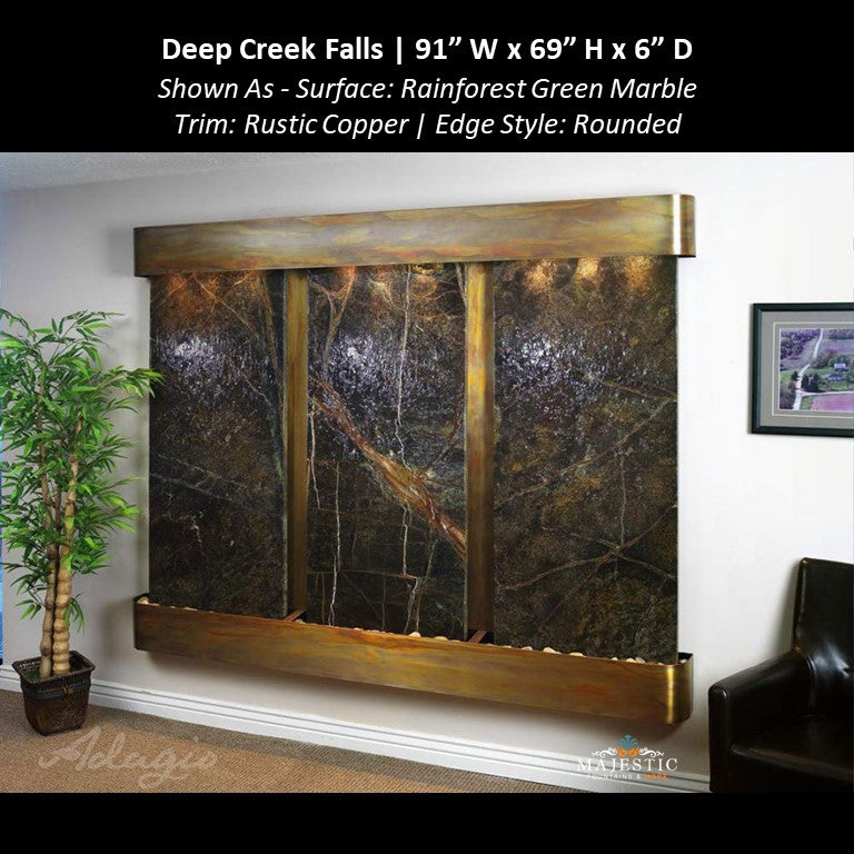 Adagio Deep Creek Falls 69"H x 91"W - Indoor Wall Fountain - Majestic Fountains