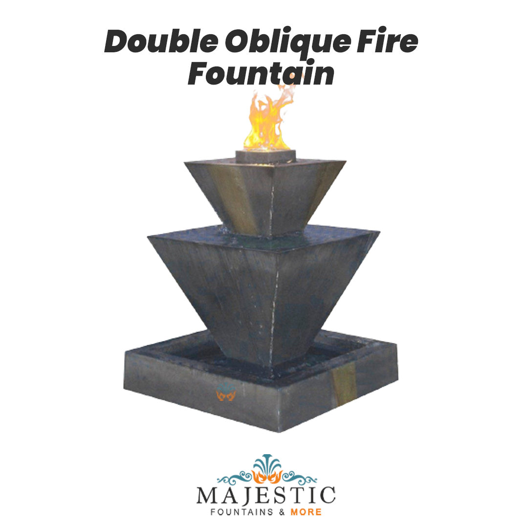 Double Oblique Fire Fountain - Majestic Fountains and More