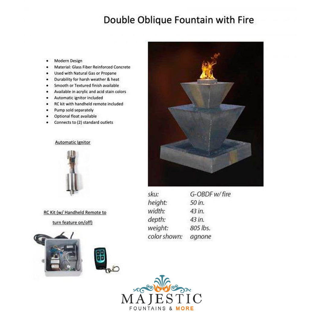 Double Oblique Fire Fountain - Majestic Fountains and More