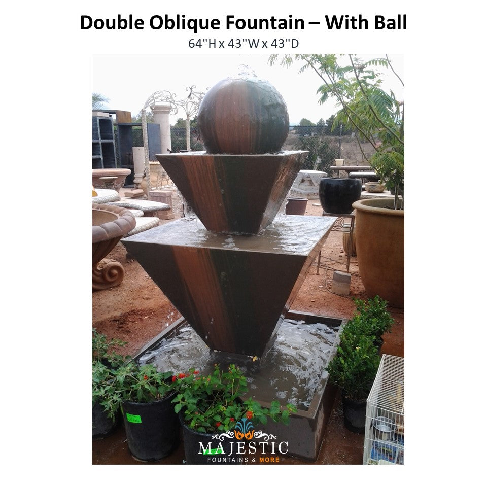 Double Oblique Fountain With Ball - Majestic Fountains and More