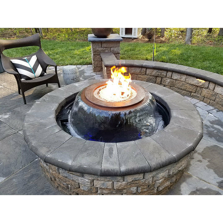 Evolution 360 Hammered Copper Fire And Water Bowl outdoor - Majestic Fountains And More