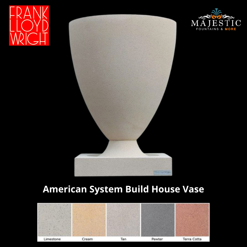 Frank Lloyd Wright - American System Build House Vase Planter - Majestic Fountains