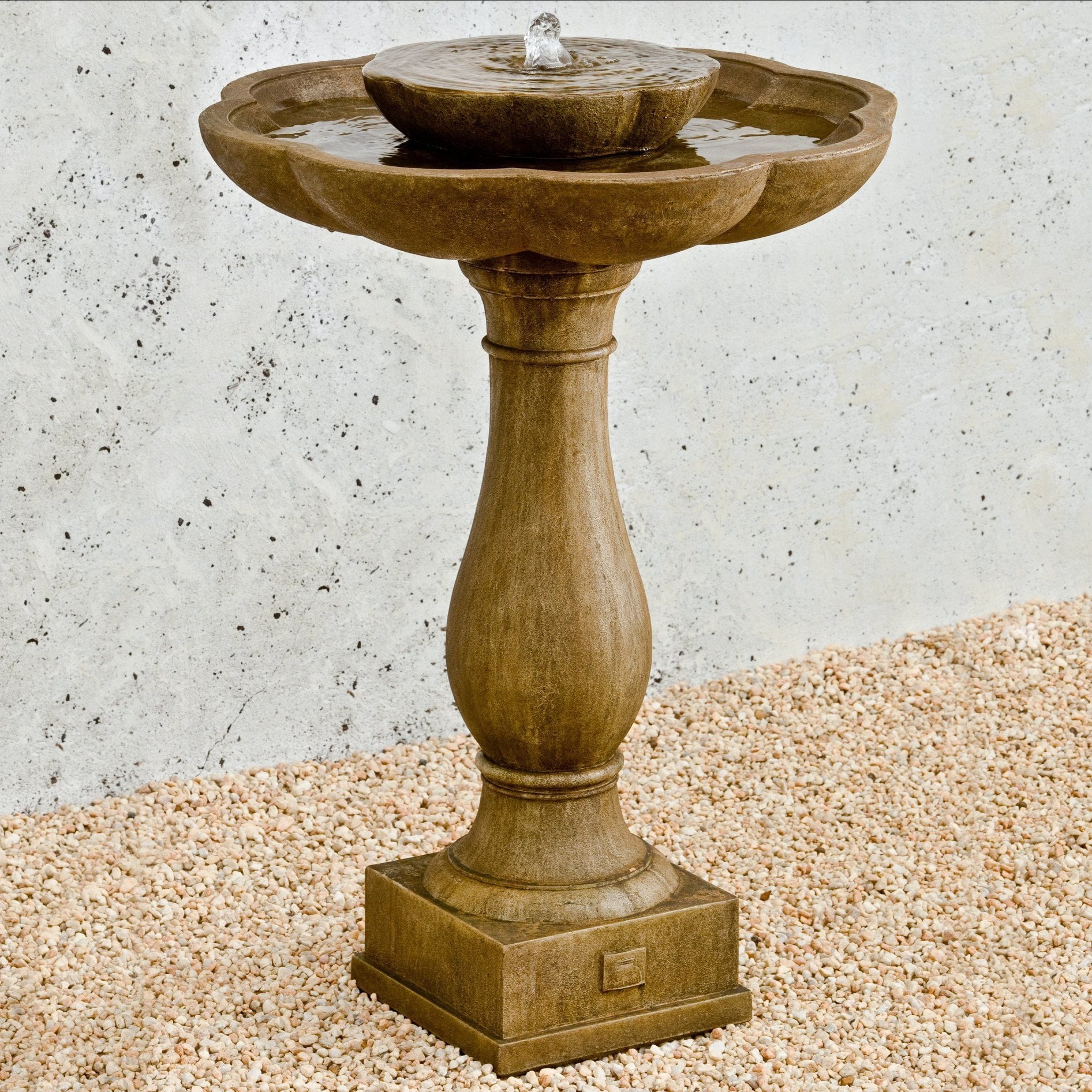 Flores Pedestal Fountain in Cast Stone by Campania International FT-180 - Majestic Fountains