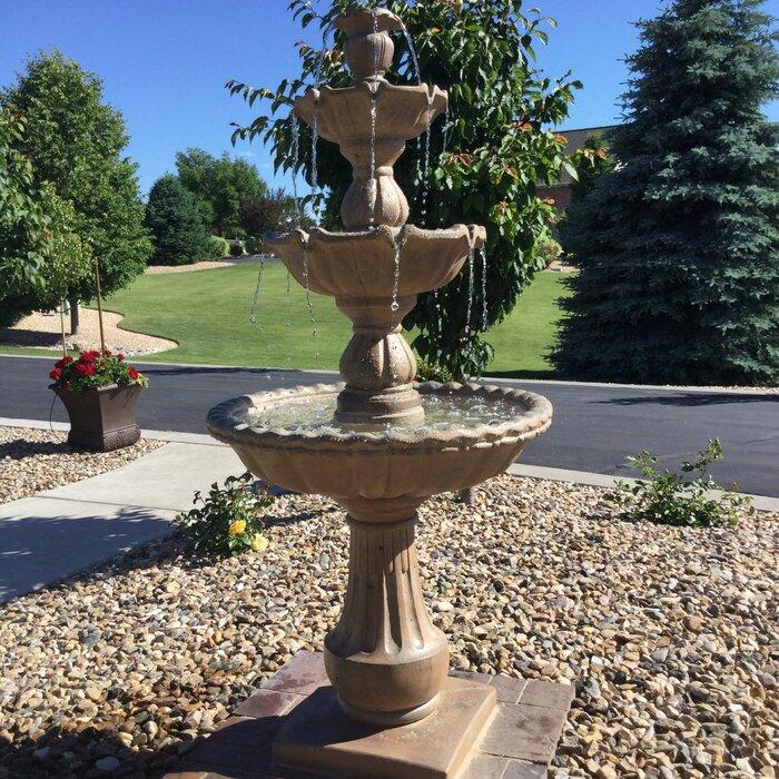 Giannini Garden Gaetana Concrete 3 Tier - Outdoor Courtyard Fountain - 1621 - Majestic Fountains