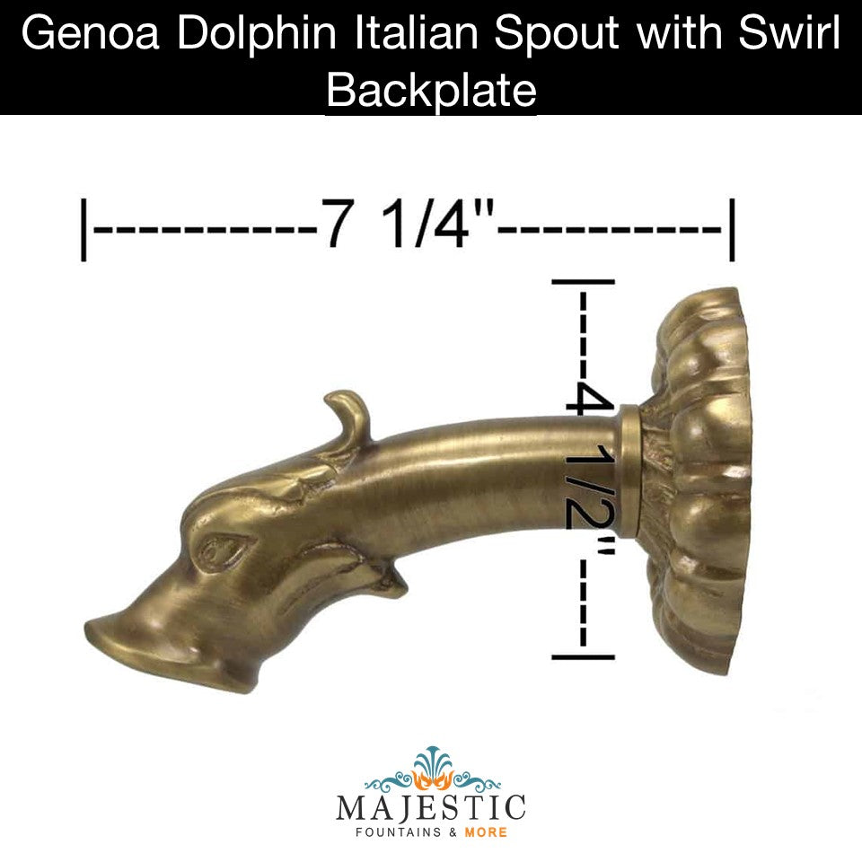 Genoa Dolphin with Swirl Backplate - Majestic Fountains