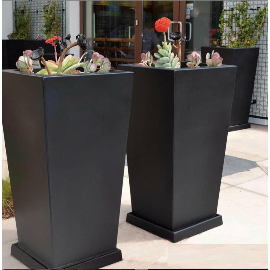 Geo Slender Square Vase Planter - Majestic Fountains