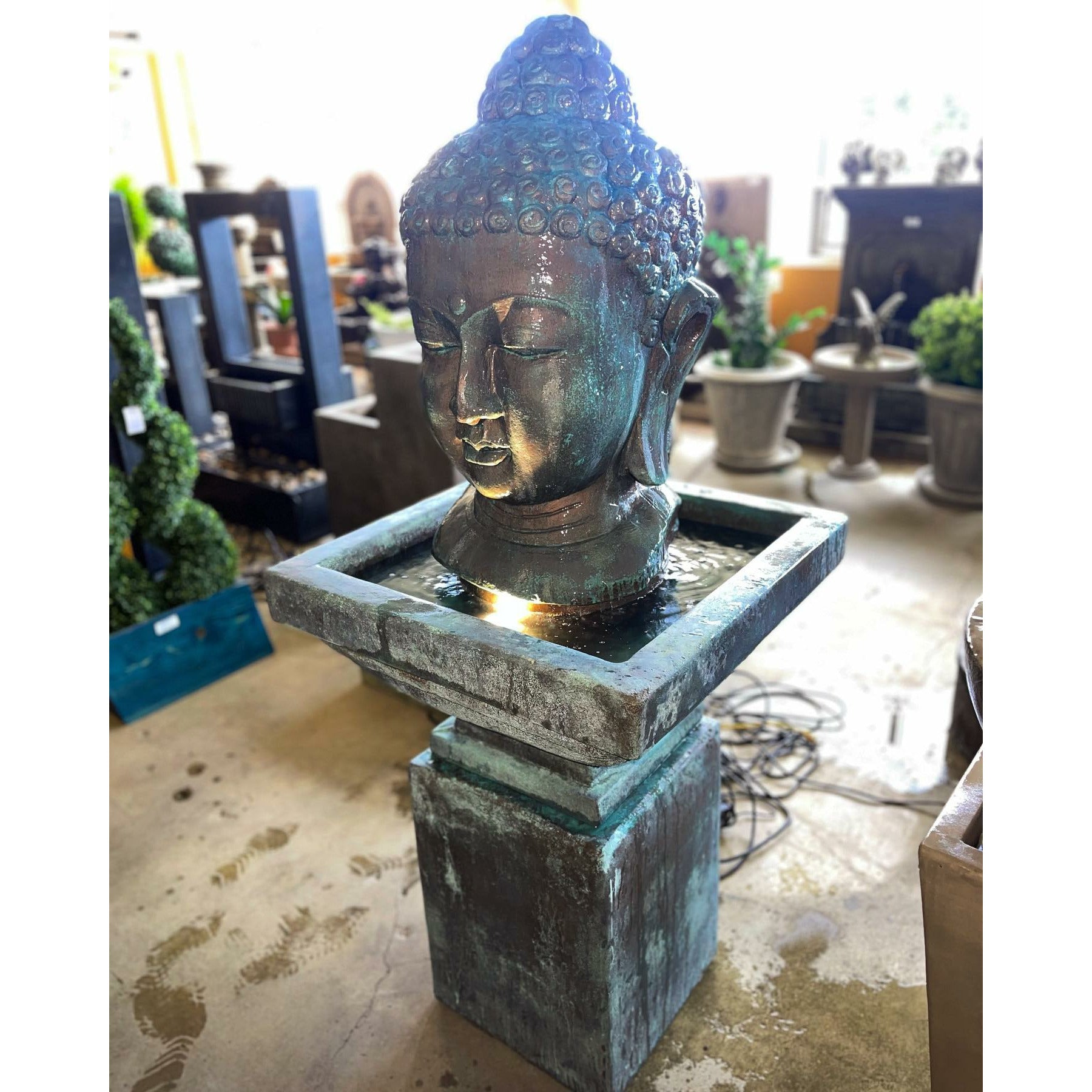 Meditation Buddha Concrete Outdoor Fountain - 1629