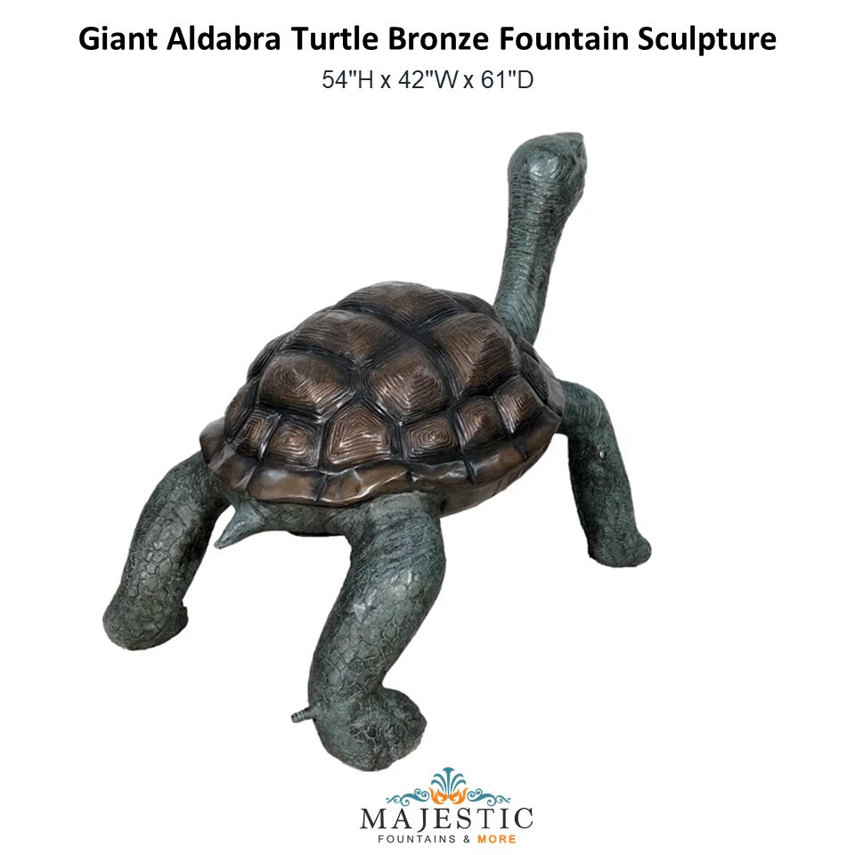 Giant Aldabra Turtle Bronze Fountain Sculpture - Majestic Fountains and More