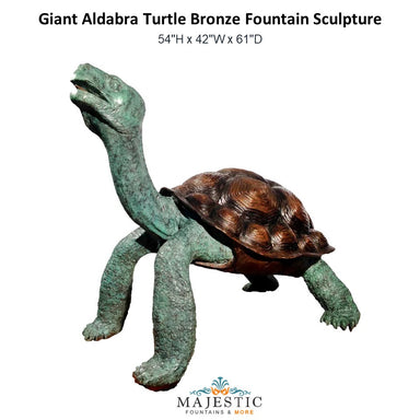 Giant Aldabra Turtle Bronze Fountain Sculpture - Majestic Fountains and More