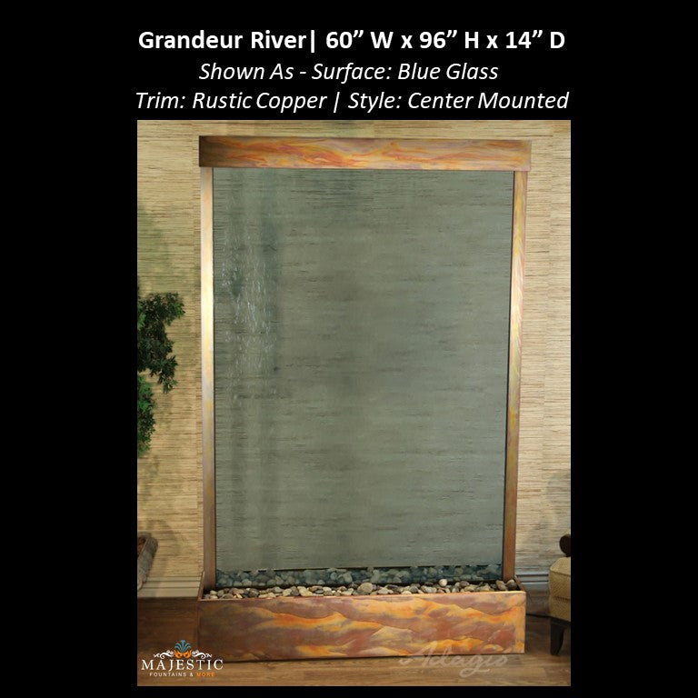 Adagio Grandeur River 8ft High - Center Mounted 96"H x 60" W - Indoor Floor Fountain - Majestic Fountains