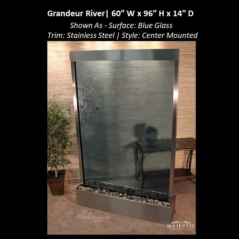 Adagio Grandeur River 8ft High - Center Mounted 96"H x 60" W - Indoor Floor Fountain - Majestic Fountains