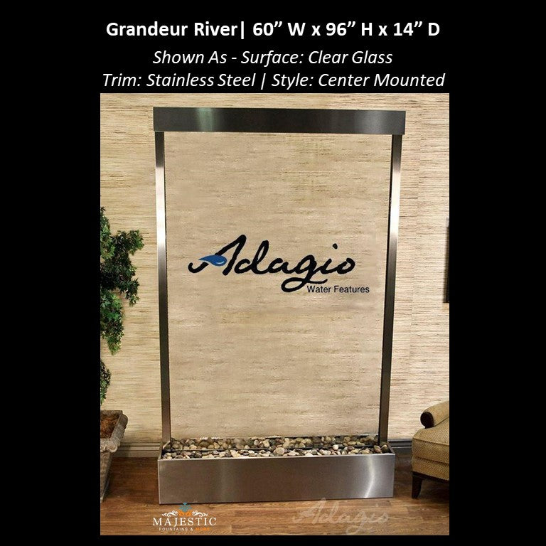 Adagio Grandeur River 8ft High - Center Mounted 96"H x 60" W - Indoor Floor Fountain - Majestic Fountains