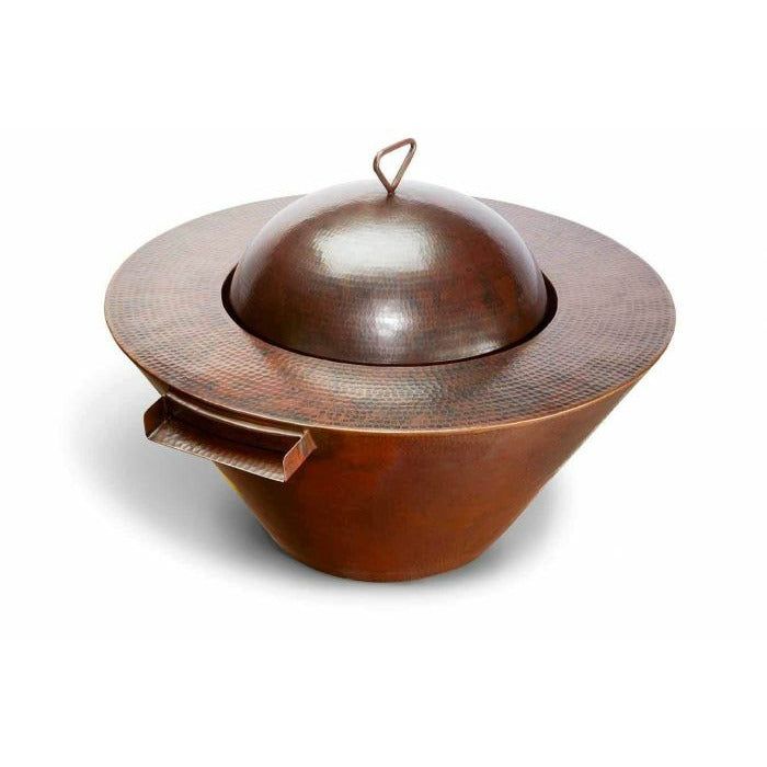 HPC Mesa Copper Fire and Water Bowl with Lid - Majestic Fountains and More