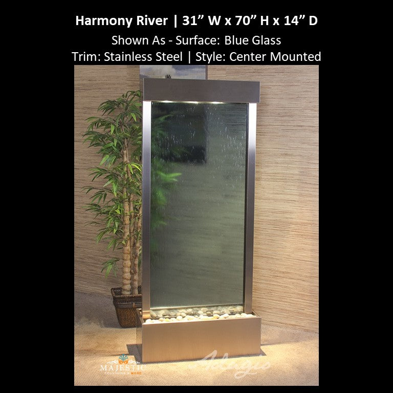 Adagio Harmony River - Center Mounted 70"H x 31"W - Indoor Floor Fountain - Majestic Fountains