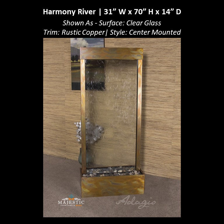 Adagio Harmony River - Center Mounted 70"H x 31"W - Indoor Floor Fountain - Majestic Fountains