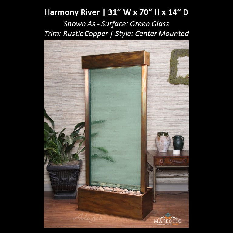 Adagio Harmony River - Center Mounted 70"H x 31"W - Indoor Floor Fountain - Majestic Fountains