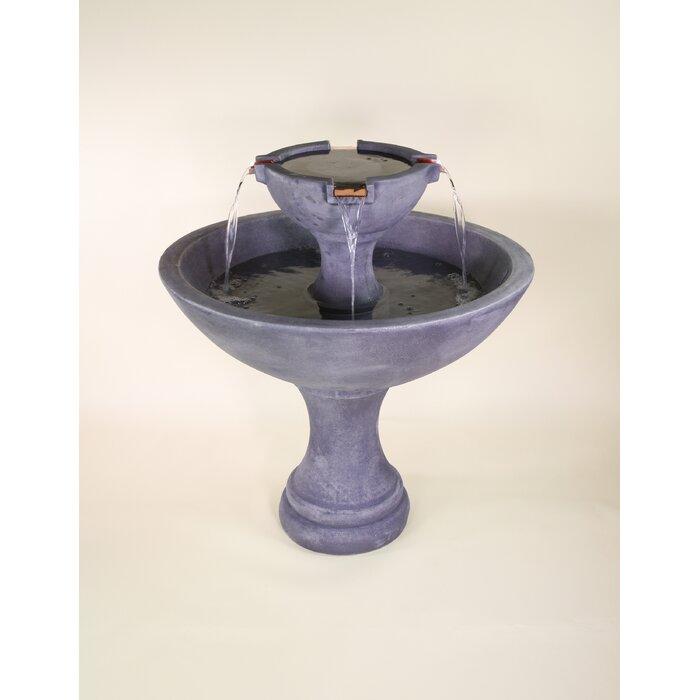 Huntington Concrete 2 Tier Spillover - Outdoor Garden Fountain - Majestic Fountains