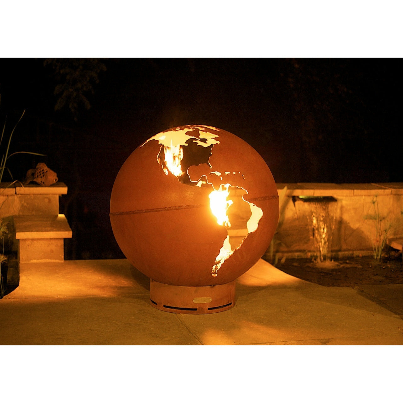 Third Rock by Fire Pit Art - Majestic Fountains