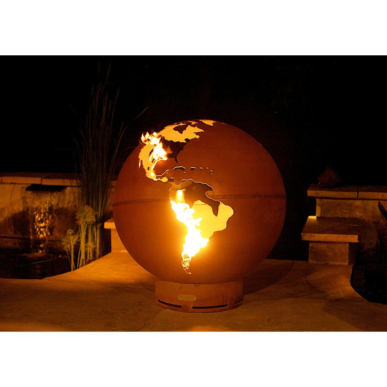 Third Rock by Fire Pit Art - Majestic Fountains