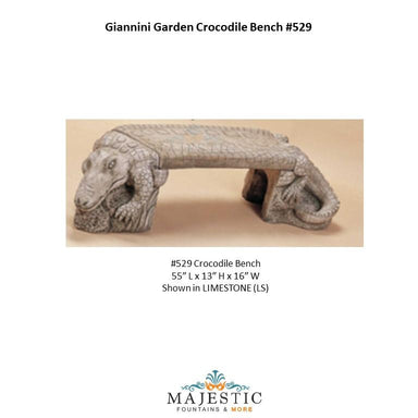 Giannini Garden Crocodile Bench - 529 - Majestic Fountains