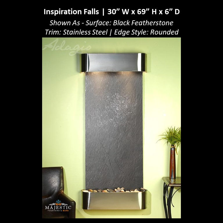 Adagio Inspiration Falls 69"H x 30"W- Indoor Wall Fountain - Majestic Fountains