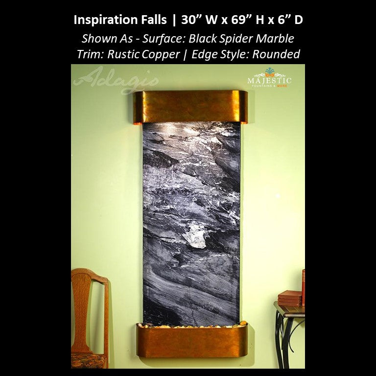 Adagio Inspiration Falls 69"H x 30"W- Indoor Wall Fountain - Majestic Fountains