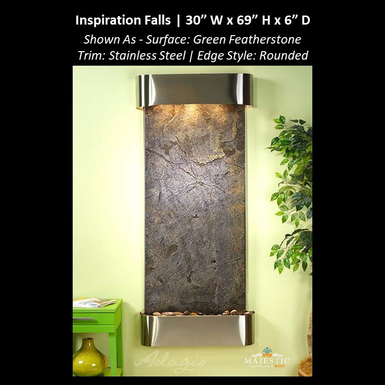 Adagio Inspiration Falls 69"H x 30"W- Indoor Wall Fountain - Majestic Fountains