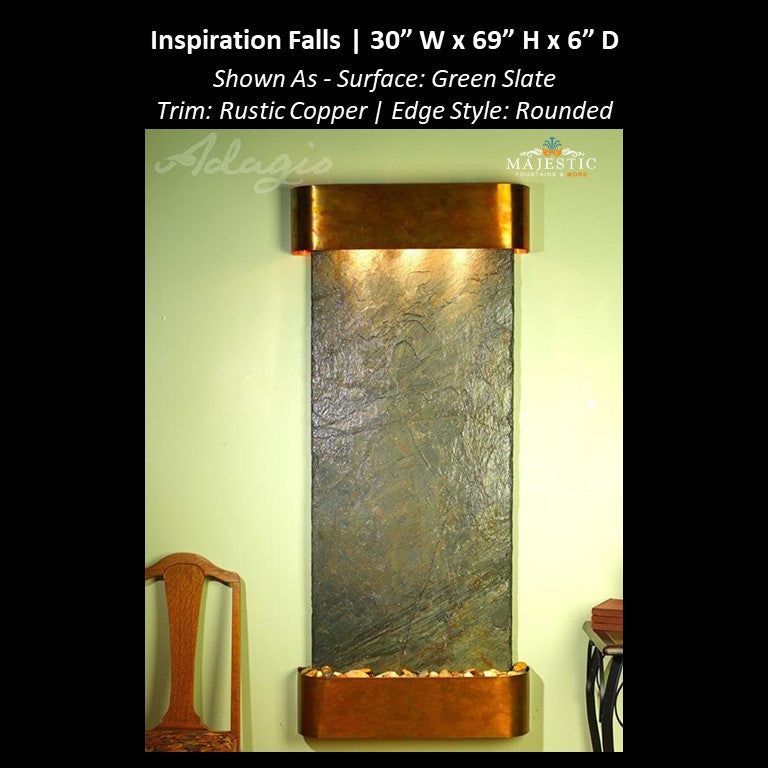 Adagio Inspiration Falls 69"H x 30"W- Indoor Wall Fountain - Majestic Fountains