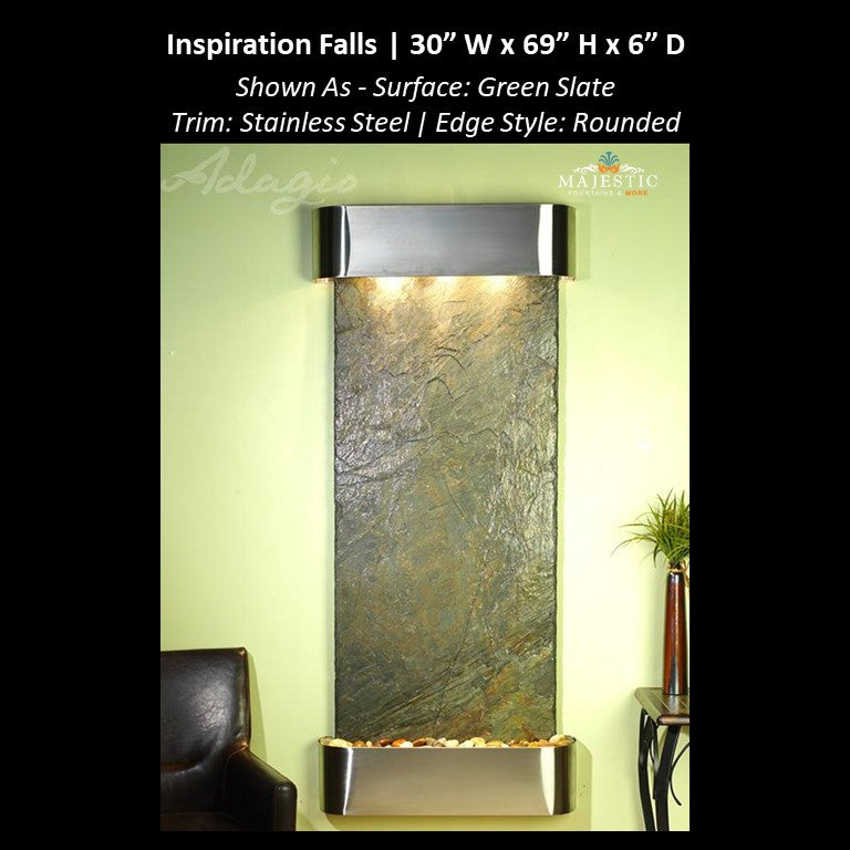 Adagio Inspiration Falls 69"H x 30"W- Indoor Wall Fountain - Majestic Fountains