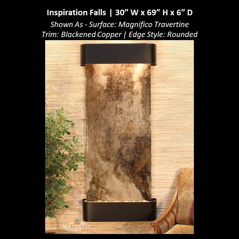 Adagio Inspiration Falls 69"H x 30"W- Indoor Wall Fountain - Majestic Fountains