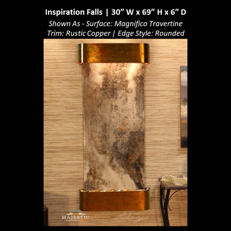 Adagio Inspiration Falls 69"H x 30"W- Indoor Wall Fountain - Majestic Fountains