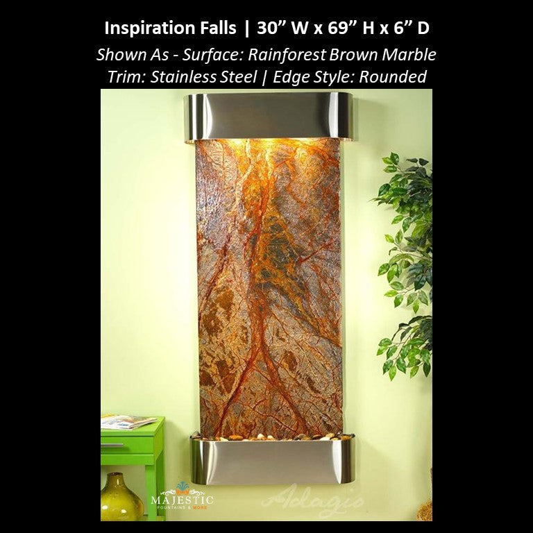 Adagio Inspiration Falls 69"H x 30"W- Indoor Wall Fountain - Majestic Fountains