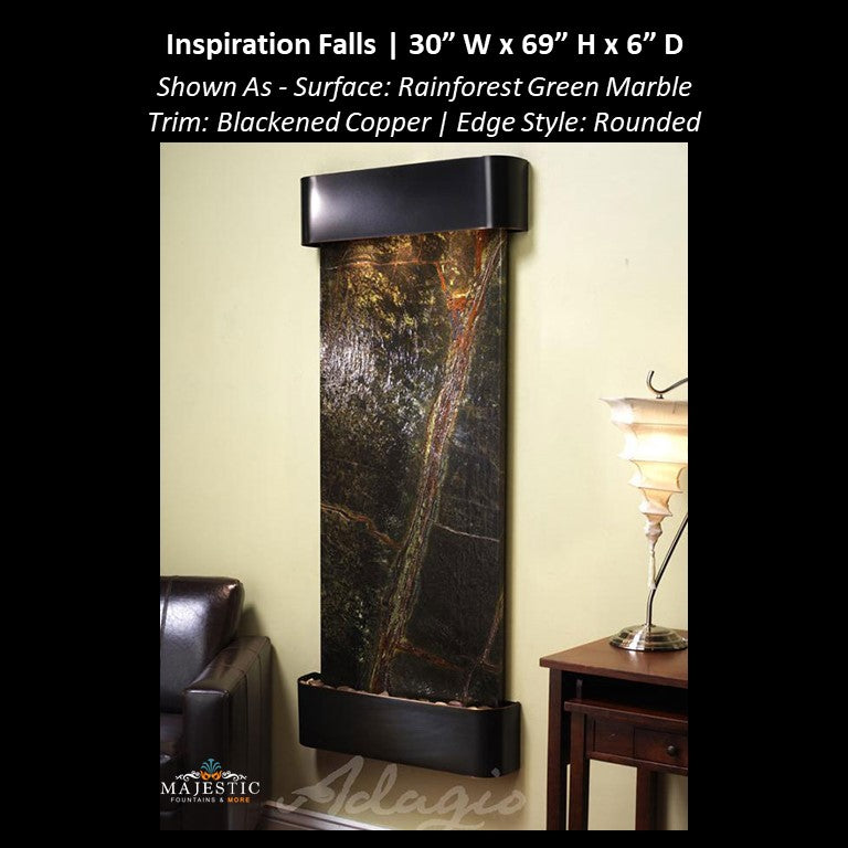 Adagio Inspiration Falls 69"H x 30"W- Indoor Wall Fountain - Majestic Fountains