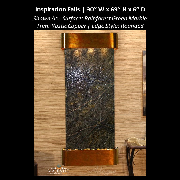 Adagio Inspiration Falls 69"H x 30"W- Indoor Wall Fountain - Majestic Fountains