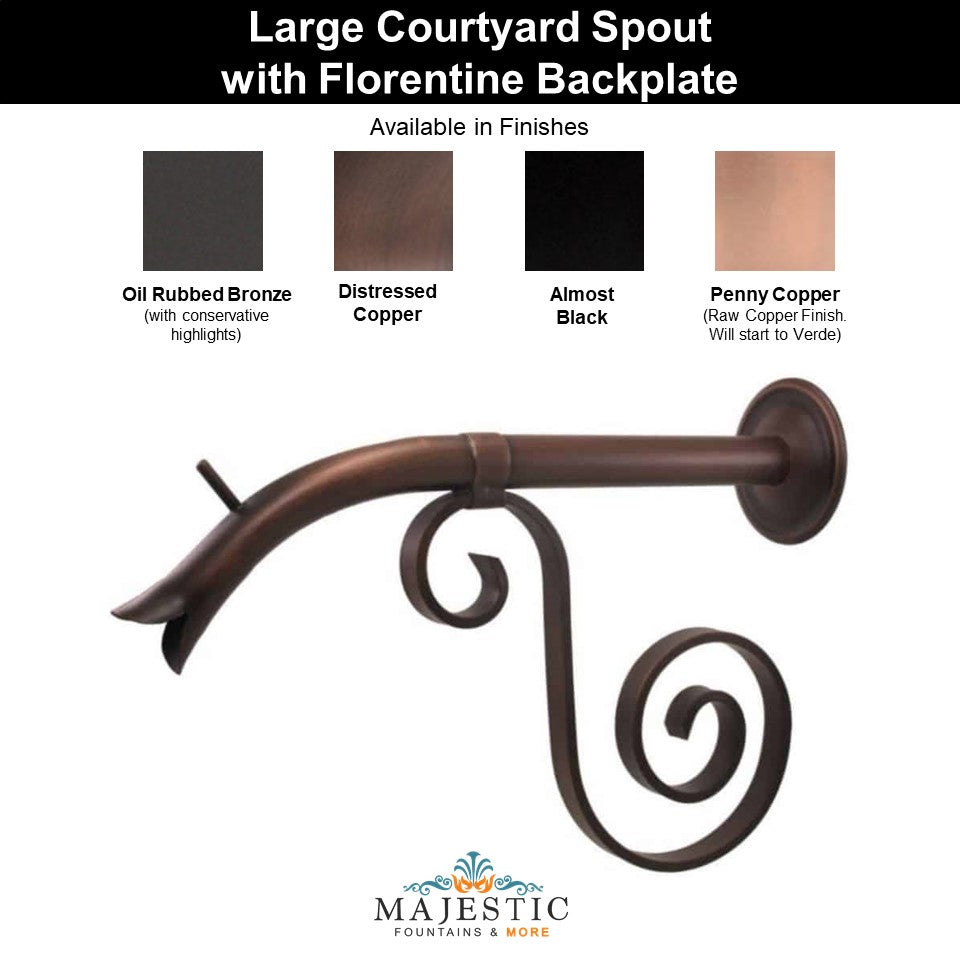 Courtyard Spout – Large with Florentine Backplate - Majestic Fountains