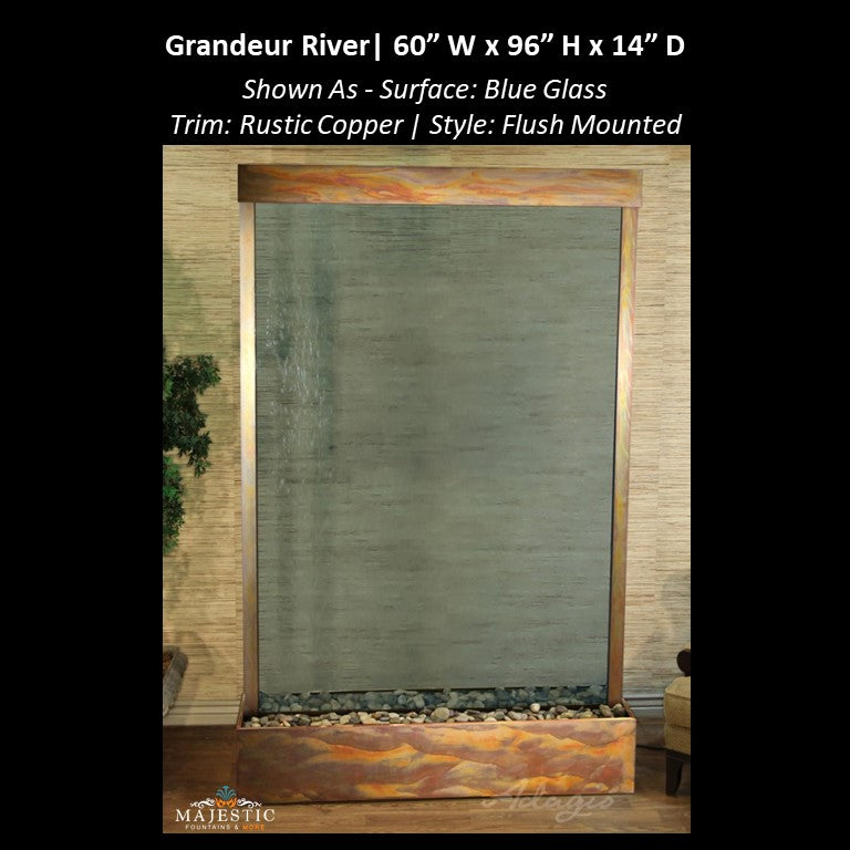 Adagio Grandeur River 8ft High - Flush Mounted 96"H x 60"W - Indoor Floor Fountain - Majestic Fountains