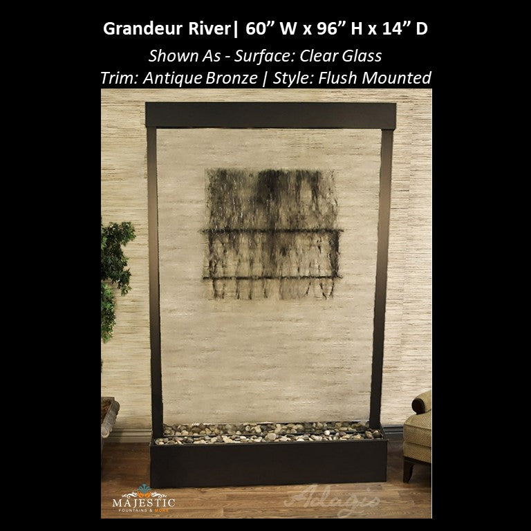 Adagio Grandeur River 8ft High - Flush Mounted 96"H x 60"W - Indoor Floor Fountain - Majestic Fountains