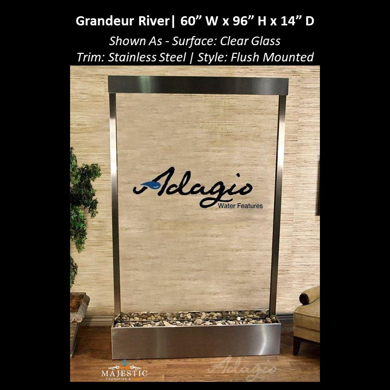 Adagio Grandeur River 8ft High - Flush Mounted 96"H x 60"W - Indoor Floor Fountain - Majestic Fountains