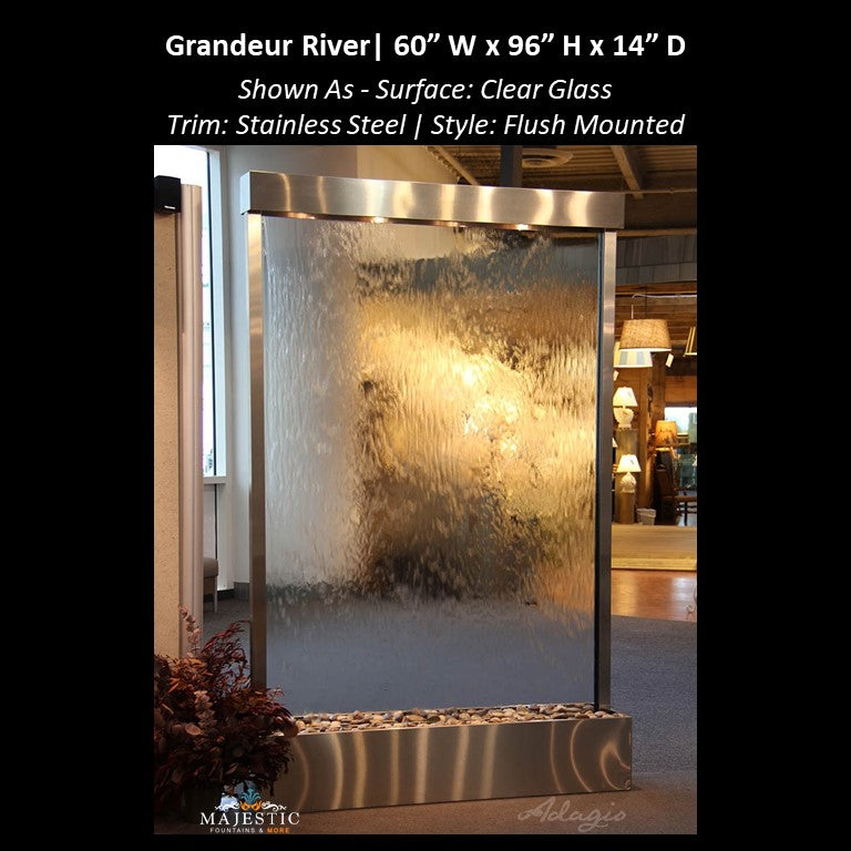 Adagio Grandeur River 8ft High - Flush Mounted 96"H x 60"W - Indoor Floor Fountain - Majestic Fountains