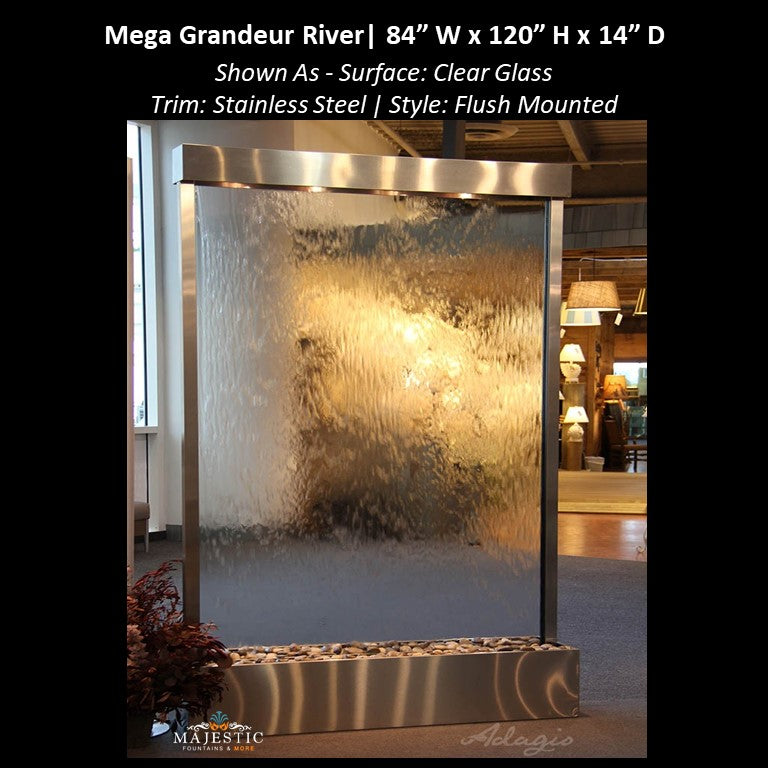 Adagio Mega Grandeur River 10ft High - Flush Mounted 120"H x 84"W - Indoor Floor Fountain - Majestic Fountains