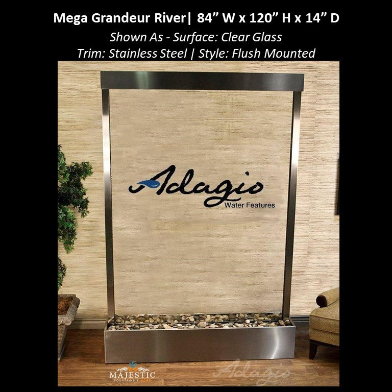 Adagio Mega Grandeur River 10ft High - Flush Mounted 120"H x 84"W - Indoor Floor Fountain - Majestic Fountains